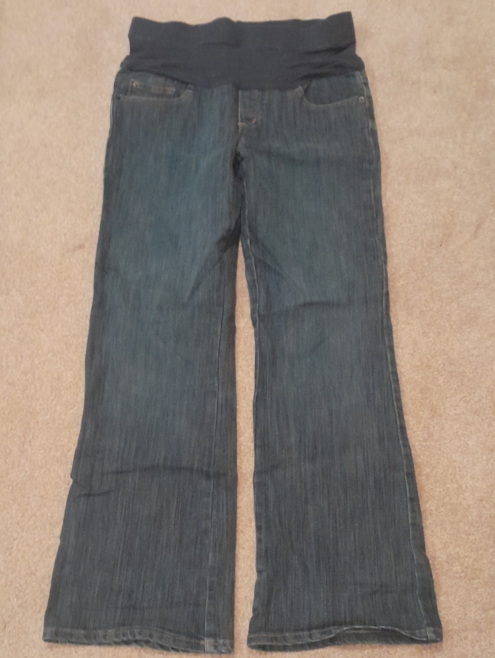 Motherhood Maternity Dark Blue Flare Maternity Jeans with Cotton-knit Waistband